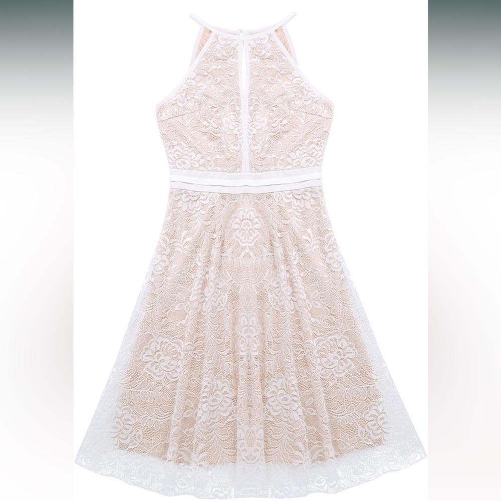 New Kate Kasin Women's Elegant Floral Lace HalterSleeveless A-Line Keyhole
Dress - Picture 3 of 14